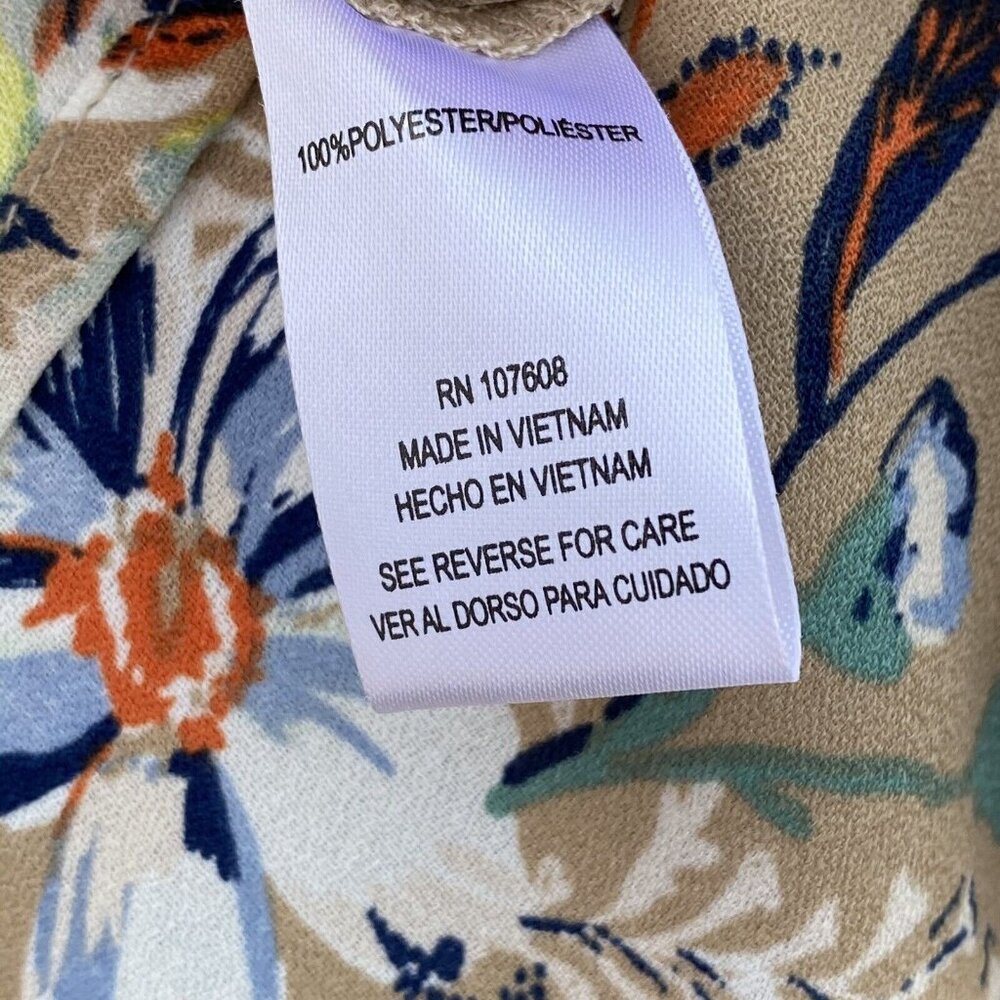 Nicole Miller Studio Floral Shift Dress 12 Taupe Multi Off Shoulder Ties Career - Picture 12 of 12